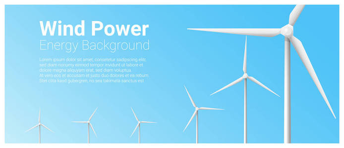 能源概念背景与风电机组, 矢量, 插图能源概念背景与