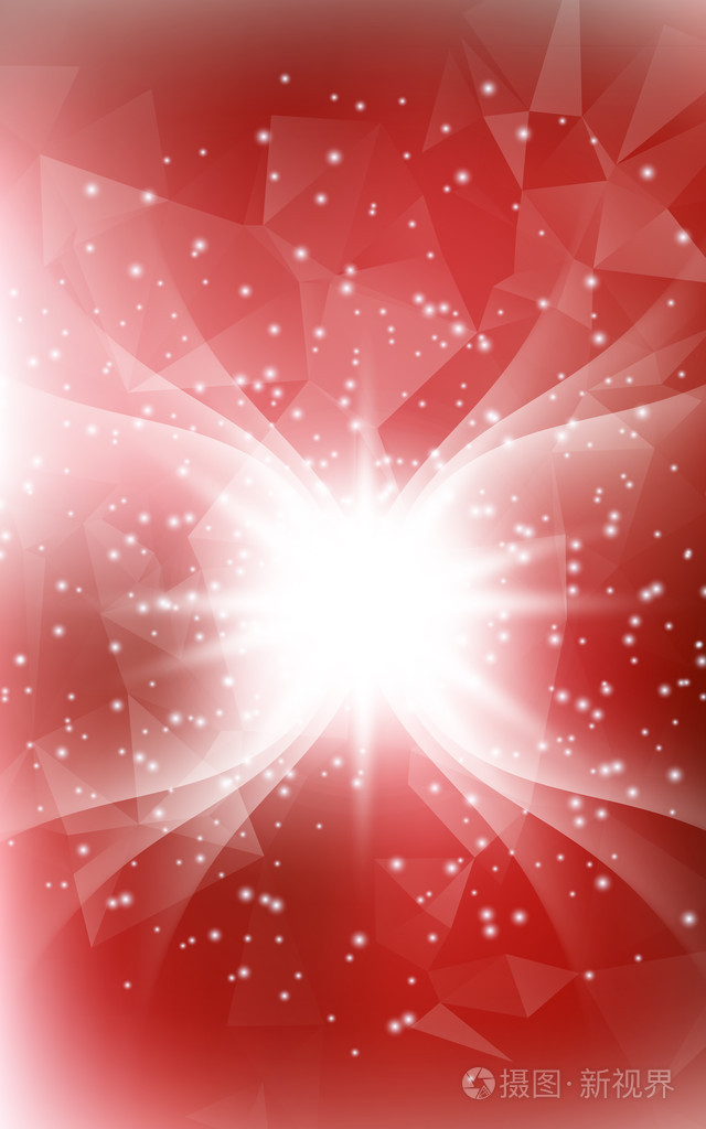 垂直圣诞节的红色背景与天使的翅膀和照光两次曝光设计