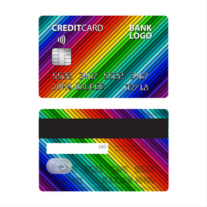 矢量图的孤立在白色背景的彩色信用卡