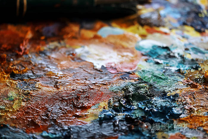 艺术家油画颜料在画布上