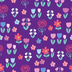 七彩花朵紫色背景