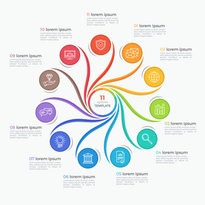 旋流样式信息图表模板与 11 选项