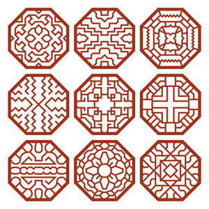 韩国传统矢量图案,装饰品和符号照片