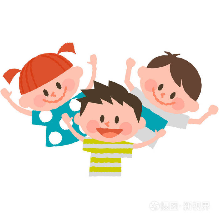 天真活泼的孩子简单向量插图
