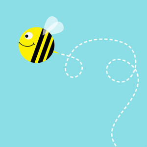 彩色飞蜂, 蓝色背景矢量插图