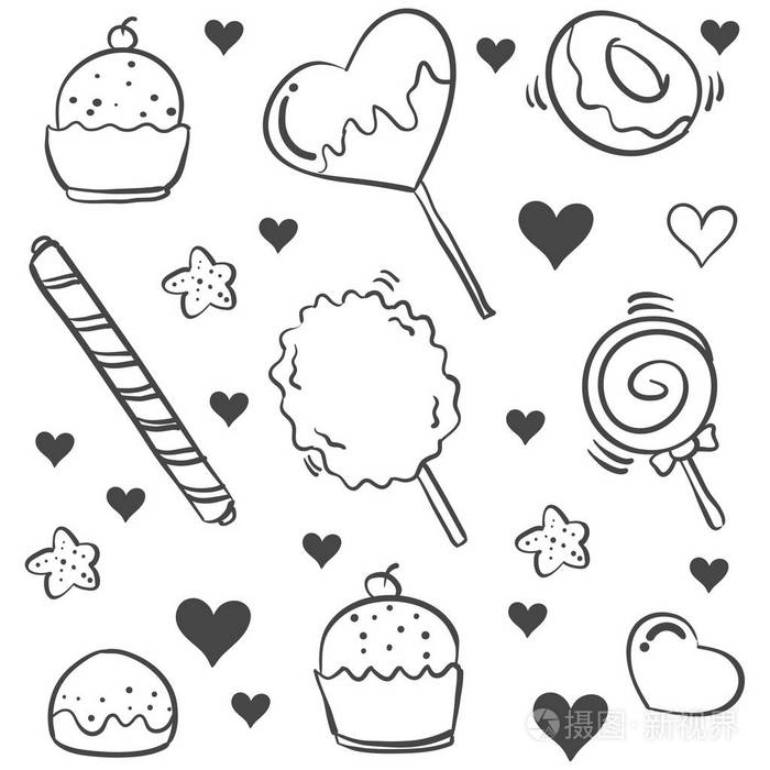 涂鸦的糖果各种手绘插画-正版商用图片0nag6m-摄图新视界