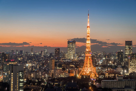 东京城市夜景与东京塔
