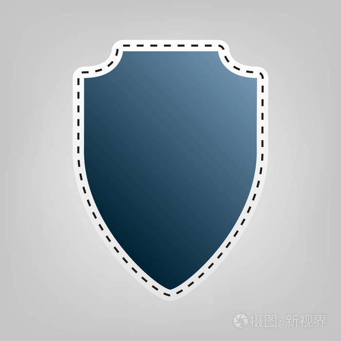 盾牌标志图矢量轮廓切割出在灰色背景的蓝色图标