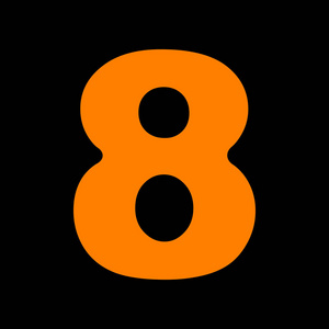 老班长8 号标志设计模板元素.在黑色背景上的橙色图标.