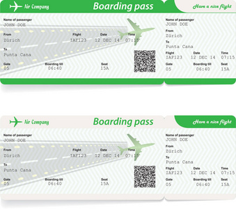 两种航空公司登机通行证的变体