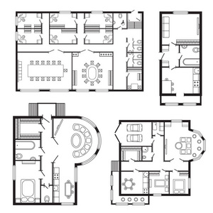 现代办公建筑计划室内家具和建筑设计绘图项目