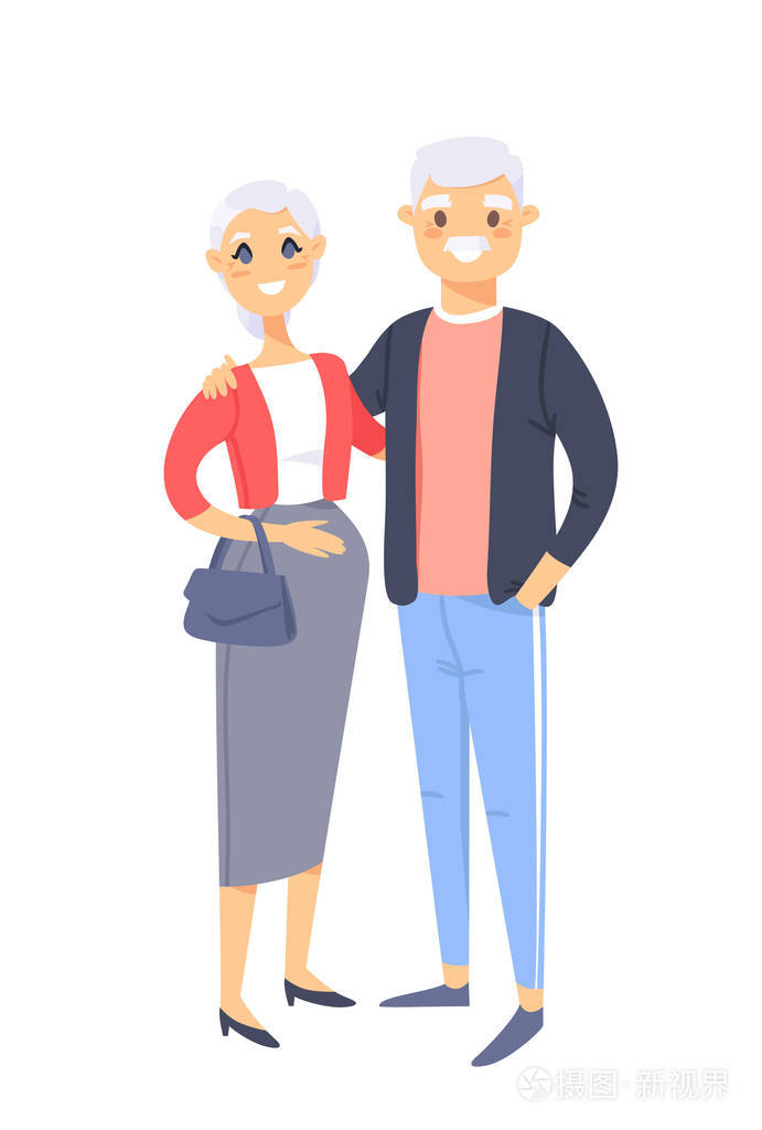 平面样式矢量插图家庭.孤立在白色背景上的卡通人物