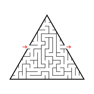 三角形迷宫与输入和出口.白色背景上孤立的简单平面矢量图照片