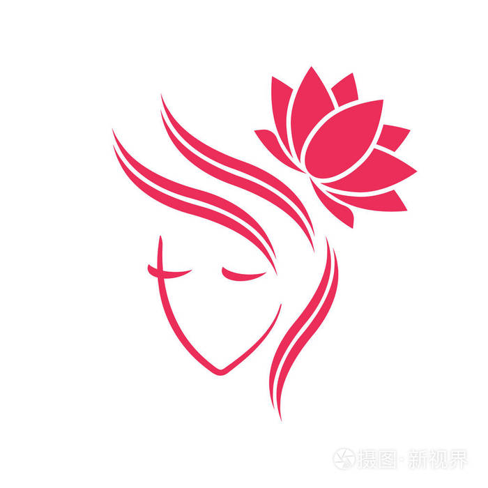 美丽的女人标志模板为美发沙龙, 美容美发, 化妆