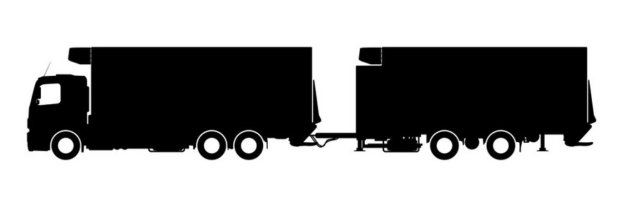 一辆卡车与一辆拖车的轮廓