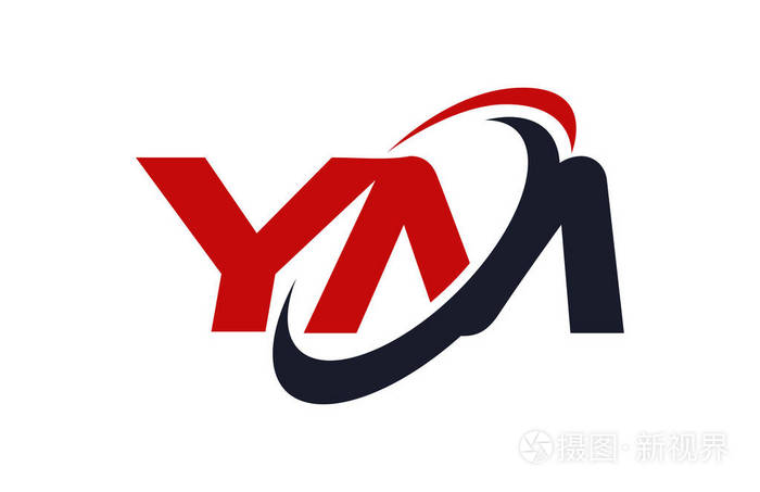 ym徽标旋风椭圆红色字母矢量概念