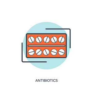矢量图。药丸和抗生素。 医学图标。 第一个