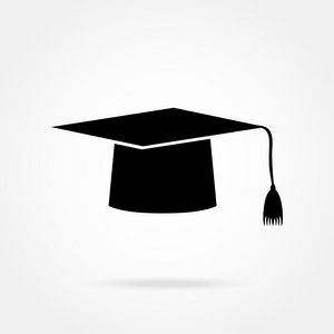 白色背景上的毕业帽图标