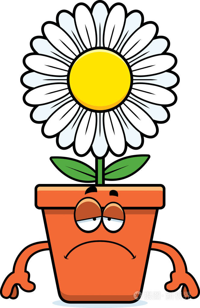 悲伤的卡通花盆