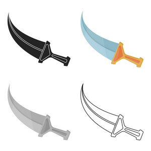 利剑高悬在白色背景上孤立的卡通风格的利剑图标.