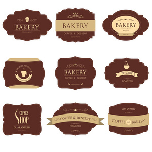 咖啡和面包店的设计复古风格标签的一套。横幅矢量