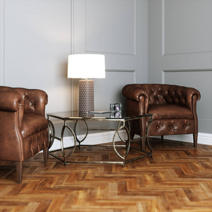 古典室内的皮革老式家具与木制公园