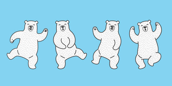 熊矢量北极熊舞蹈涂鸦插图人物卡通