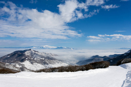 在 Vigla，黄金的滑雪中心，希腊的神奇景观