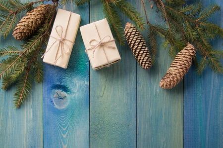 圣诞乡村背景老式木板木与克里斯马