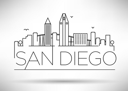 线性的 San Diego 城市剪影