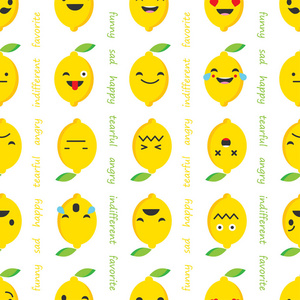 无缝背景与柠檬的情绪。矢量图