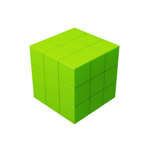抽象的 3d 绿色多维数据集插图。孤立对白色