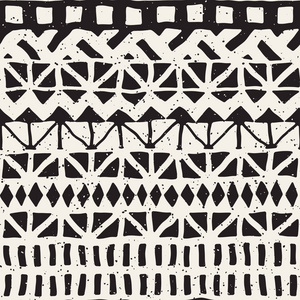 黑色和白色部落矢量与涂鸦元素无缝模式。阿兹台克抽象几何艺术打印。族裔观赏手绘制的背景