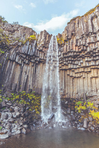 在冰岛 svartifoss 瀑布