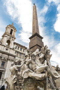 四水流域中在罗马，意大利纳沃纳广场的喷泉