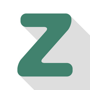 字母 Z 标志设计模板元素。水蓝图标与平面样式阴影路径