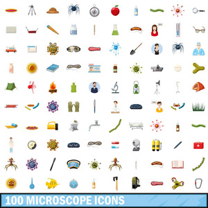 100 显微镜图标设置 卡通风格