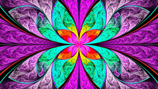 色彩斑斓的螺旋式分形图案图片