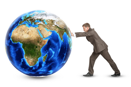 推动地球的商人图片