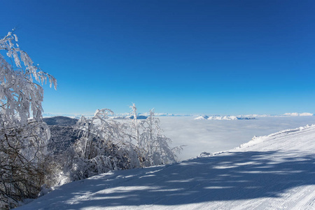 在 Vigla，黄金的滑雪中心，希腊的神奇景观