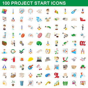 100 项目开始图标设置 卡通风格