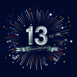 13年银周年纪念标志庆祝与烟花