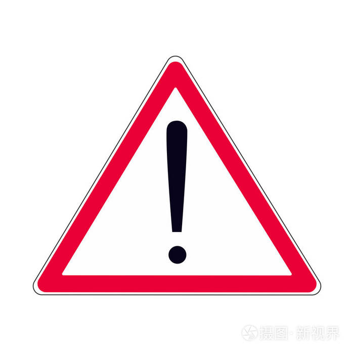 注意警告危险标志图标 红色三角形符号中的黑色exclamination 标记或在白色背景矢量插图上隔离的标签元素插画 正版商用图片0nc2rd 摄图新视界