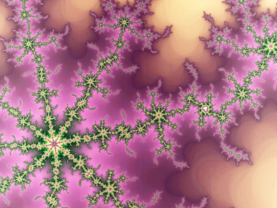 光滑的紫色和绿色分形螺旋，数码艺术作品的创意图形设计