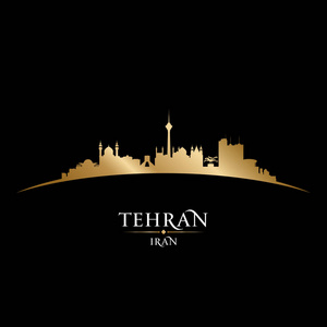 德黑兰伊朗城市天际线轮廓黑色背景