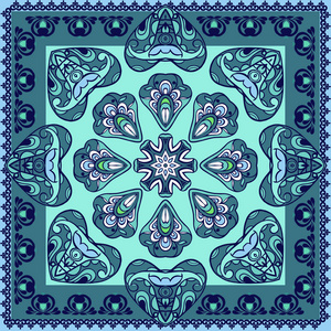 方形图案猫无缝图案矢量小猫花萼爪万圣节卡通围巾隔离瓷砖背景重复