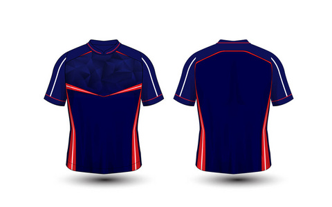 蓝色, 红色和白色布局足球运动 t恤衫, 套装, 球衣, 衬衫设计模板