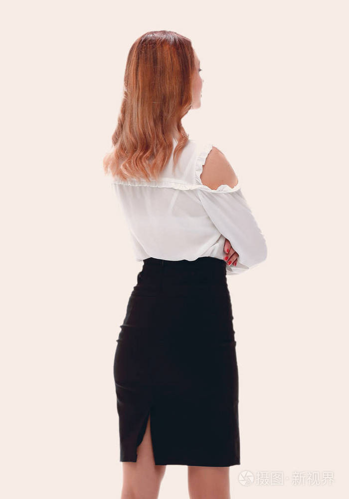 美丽的商业女性的背面视图