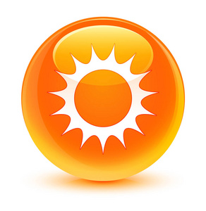 太阳图标玻橙色圆形按钮