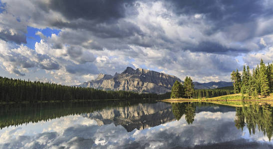 加拿大班夫国家公园两个杰克湖